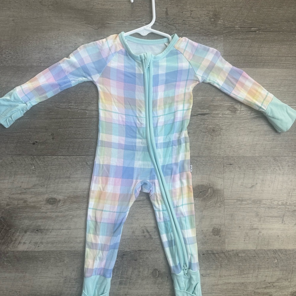 Little Sleepies Pastel Plaid Zip-Up Footed One-Piece